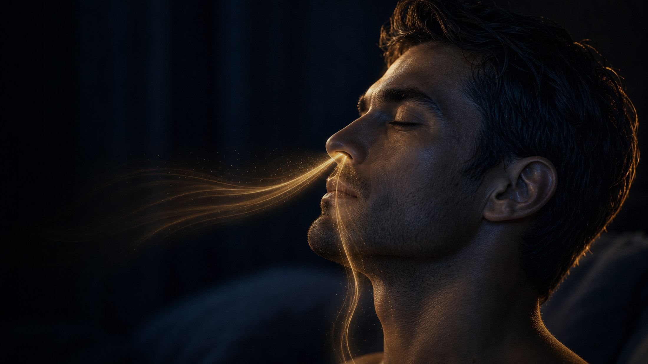 Respiração nasal em luz de noite